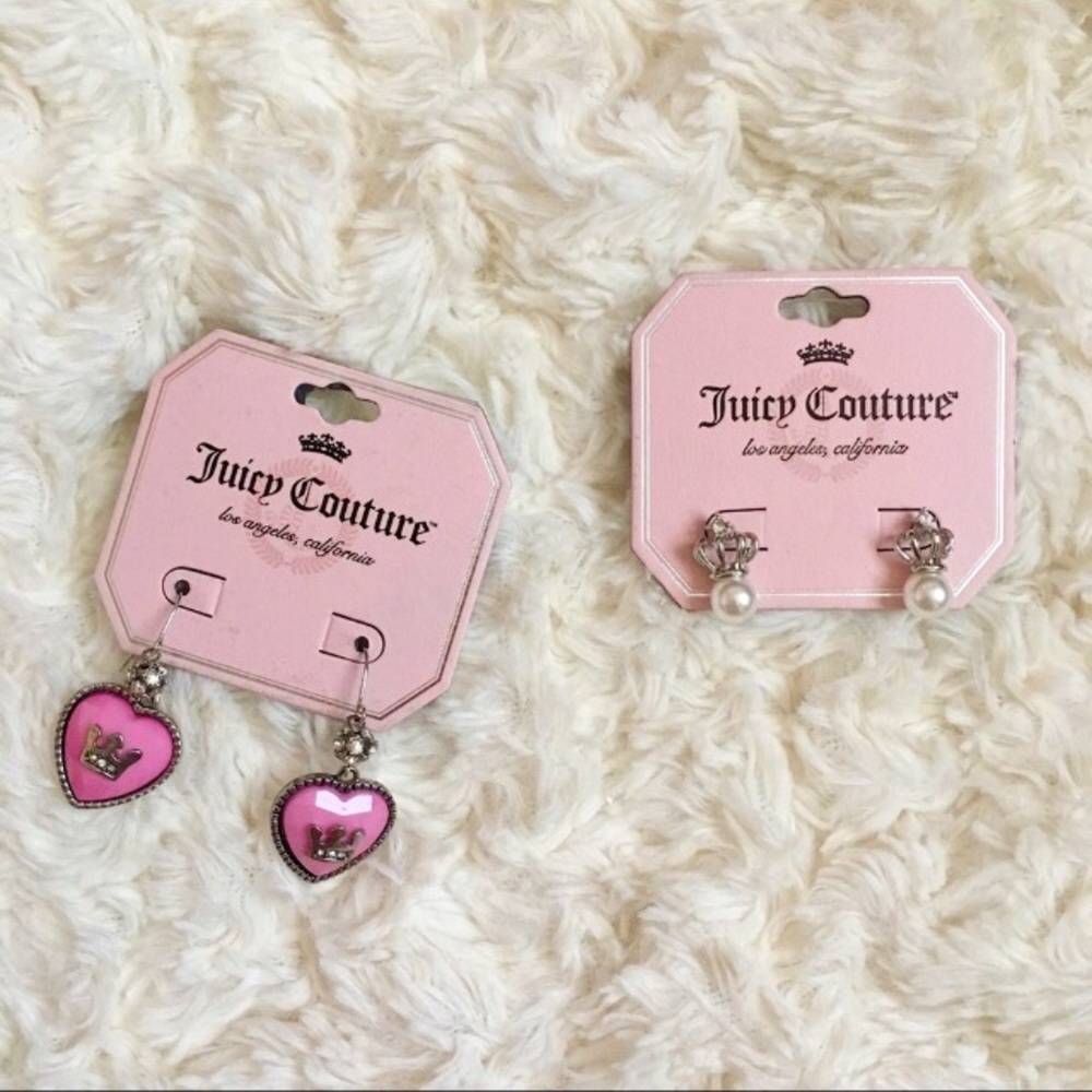 (NWT) Two Pairs of Pink Juicy Couture Earrings Girly Aesthetic Y2k Super Cute